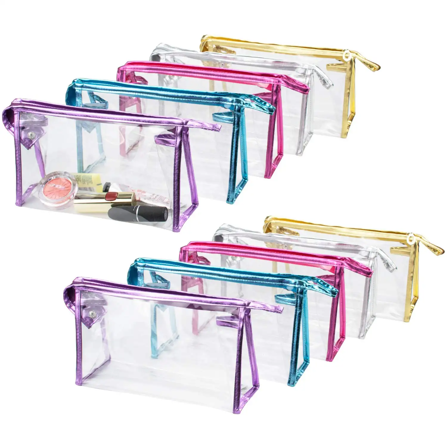 Fashionable Waterproof PVC Transparent Case Small Beauty Letter Pattern Zipper Pouch