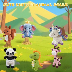 Kit de crochet pour débutants 6 pièces avec tutoriels vidéo étape par étape sur le thème des animaux, kit de crochet pour débutants pour adultes - Product Image 2