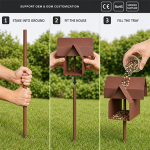 JH-Mech <span class=keywords><strong>Palo</strong></span> Personalizzato per Alimentazione Uccelli da Esterno, Design Artistico Moderno in Acciaio <span class=keywords><strong>Corten</strong></span>, Stazione di Alimentazione per Uccelli da Giardino - Product Image 3