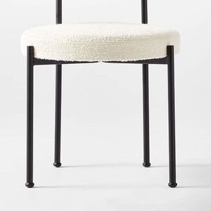 <span class=keywords><strong>Silla</strong></span> de comedor de tela de lana de cordero de mezcla de lana <span class=keywords><strong>blanca</strong></span> crema moderna pata de Metal negro para el hogar Oficina restaurante diseño elegante Boucle - Product Image 5