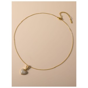 Conjunto de pendientes y collar con forma de corazón de perlas brillantes, aleación de cobre chapada en oro, joyería de fiesta con microincrustaciones, moda de lujo para mujer - Product Image 4