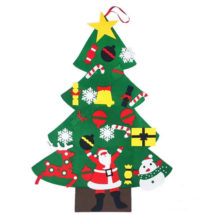 Árvore de feltro diy, árvore de feltro personalizada, árvore natalina falsa, decoração de natal, faça você mesmo