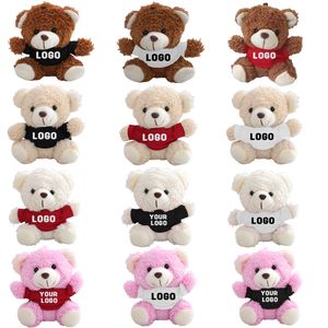 Grosir 12cm gantungan kunci boneka beruang Teddy Logo kustom mainan beruang Teddy dengan kemeja hadiah promosi - Product Image 6