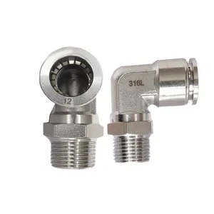 4mm 6mm 8mm 10mm 12mm 16mm 304 316 PL L type 1/4, 1/8, 3/8, 1/2 Stainless Steel Pipe Fittings Elbow 10mm 12mm Male Threaded