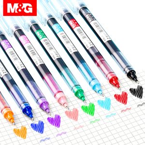 M & G 8 bút Gel trung tính 0.5mm Bút nước thẳng chất lỏng tiêm Tính năng nhựa dễ thương thiết kế sinh viên tự làm vẽ màu xanh hồng đỏ - Product Image 3