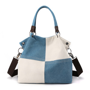 Casual Women's Canvas <b>Bag</b> Stylish Versatile Handbag 2025 Trendy New Arrival Color-Block <b>Patchwork</b> Shoulder <b>Bag</b> - Product Image 1