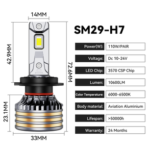 SAIMAN Bombillas LED para Faros Delanteros de Coche X5 de Alta Calidad, 110W, Canbus, IP68, Resistentes al Agua, Chip CSP, 6000K, 20000LM, Ajuste Universal - Product Image 3