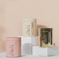 Bouteilles de 350 ml personnalisées en verre brillant rose et blanc de luxe pour emballage de pilules, capsules, vitamines, médicaments et compléments alimentaires