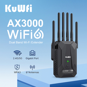 WiFi6 KuWFi 3000Mbps Extensor de rango de banda dual Señal fuerte Dispositivo inalámbrico para interiores 6 Antena Repetidor <span class=keywords><strong>WiFi</strong></span> con puerto Gigabit - Product Image 3