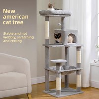 Árbol para Gatos Multinivel Resistente con Fácil Montaje, Hamaca Tipo Condo y Postes Rascadores de Sisal, Mueble para Gatos de MDF de Alta Densidad