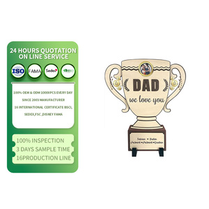 Targa Fotografica in Legno Personalizzata a Forma di Trofeo con Supporto, Incisione Testo Personalizzata, Regalo Commemorativo per la Festa del Papà - Product Image 1