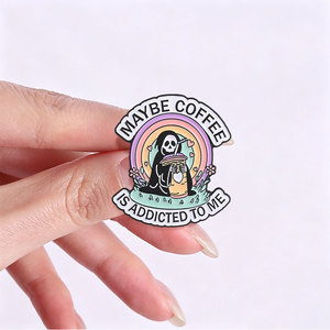 <span class=keywords><strong>Quizás</strong></span> el café esté obsesionado conmigo: Pin esmaltado de la Muerte con diseño de esqueleto arcoíris <span class=keywords><strong>y</strong></span> café, broche para decoración de mochila - Product Image 2