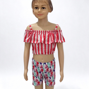 OEM ODM Milk Silk Print <b>Girls</b> Outfit Set Ruffle <b>Dress</b> Top Shorts Pants Toddler 2 Piece Kids Clothing Set - Product Image 3
