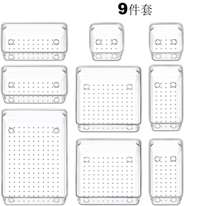 Venta al por mayor de organizadores de cajones de escritorio de oficina, juego de bandejas divisoras, cajas de cajones de tocador de baño de plástico transparente, contenedor de cajones de maquillaje - Product Image 3