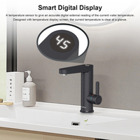 Briwellna 220V 3200W ABS noir couleur robinet de chauffage électrique robinet de chauffe-eau électrique instantané avec affichage de la température