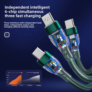 Câble universel 3-en-1 à charge rapide USB-C/Micro USB en nylon tressé 6A Charge rapide Conducteur en cuivre pur <span class=keywords><strong>pour</strong></span> <span class=keywords><strong>montre</strong></span> intelligente Android - Product Image 4