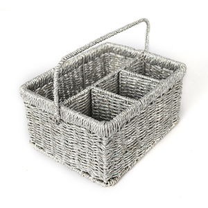 Panier de rangement en bambou en plastique tissé décoratif Portable avec poignée pour les pique-niques activités de plein air conception en osier de corde de <span class=keywords><strong>papier</strong></span> - Product Image 4