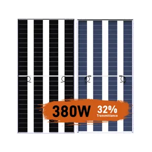 Painéis solares monocristalinos de alta qualidade e baixo preço sem moldura transparente 96 células 380 W