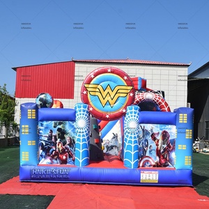 Château gonflable commercial <span class=keywords><strong>Super</strong></span> Héros Avengers Fun City avec toboggan et aire de jeux 6mx6mx5m 2000KGS - Product Image 4