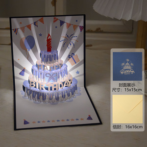 Tarjeta de <span class=keywords><strong>Cumpleaños</strong></span> 3D con Luz Musical, Diseño de Pastel Colorido, Tarjeta de Felicitación Luminosa de Alta Gama con Grabación de Voz para Regalos de <span class=keywords><strong>Cumpleaños</strong></span> - Product Image 6