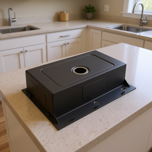 Évier de cuisine 33 x 22 pouces, simple bac, à encastrer, en acier inoxydable S304, surface brossée, design moderne - Product Image 2