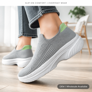 Chaussures de sport quotidiennes pour femmes, respirantes, en tissu extensible, avec amorti, légères, à enfiler, grandes tailles, chaussures de marche décontractées - Product Image 3