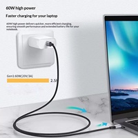 Kabel Data Pengisian Cepat USB-C ke USB-C 3.1 Gen2 Tipe C ke Tipe C 60W PD, Tembaga Bebas Oksigen, Casing Aluminium untuk Tablet dan Laptop