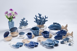 Mejor venta creativa serie mediterránea platos decorativos de cerámica <span class=keywords><strong>tortuga</strong></span> pescado cena azul océano bandejas para bodas - Product Image 4