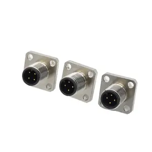 M12 4 pines IP67 A codificado macho conector frontal proveedor conector hembra conector de montaje en panel - Product Image 3