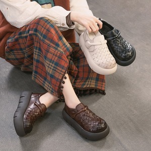 Zapatos retro cómodos tejidos a mano de nuevo estilo, de cuero genuino con interior y exterior de color, aptos para uso diario, versátiles para mujer. - Product Image 5