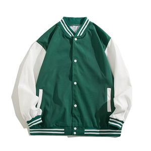 เสื้อโค้ทผู้ชายสไตล์ฤดูใบไม้ร่วง ทรงหลวม ตัดต่อสีสันแบบ Color Block แจ็คเก็ตเบสบอลลำลอง แมทช์ได้กับทุกชุด - Product Image 3