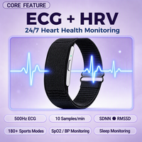 Bracelet intelligent personnalisé sans écran avec ECG, HRV, podomètre, moniteur de santé, étanche IP68, suivi d'activité physique avec SDK ouvert