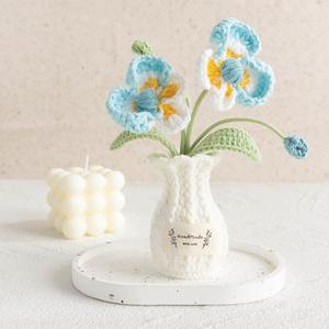 Jarrón de Tulipanes Tejido a Mano Personalizado, Decoración de Escritorio, Flor Artificial de Hilo, Cerámica, Adorno de Flor Eterna, Flor de Ganchillo - Product Image 6