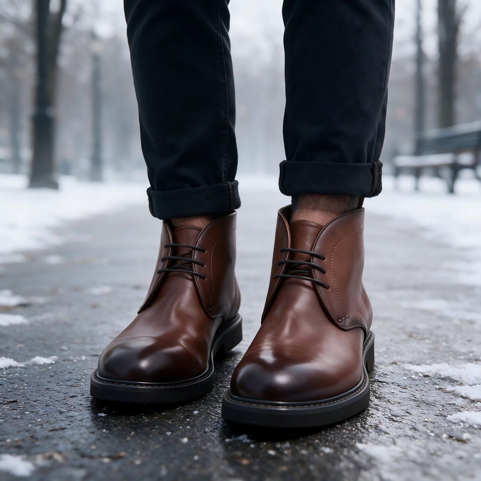 Factory Price Winter Ankle Lace-Up Genuine Leather Chukka Boots ...