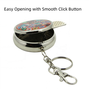 Cendrier portable fantaisie personnalisé en métal, porte-clés mini, étui rond de poche pour cendres, idéal pour cadeaux, extérieur, <span class=keywords><strong>voiture</strong></span>, voyage, anti-poussière - Product Image 5