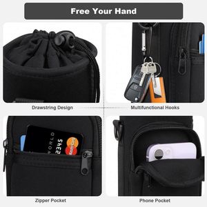 Sacs de transport pour bouteilles d'eau certifiés BSCI avec poche pour téléphone et bandoulière, manchons isolants pour bouteilles de 32 oz pour la randonnée et le camping - Product Image 3
