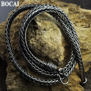 BOCAI Collier Rétro Tendance Punk en Argent Sterling 925 pour Homme, Corde de Chanvre Tressée à la Main, Épaisse et Longue, Style Vintage - Product Image 1