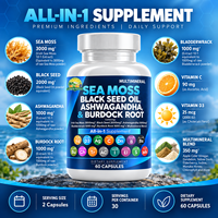 OEM 500mg/1000mg Shilajit Sea Moss Bladderwrack Capsules Black Seed Oil Ashwagandha Complément Herbal Naturel pour Adultes