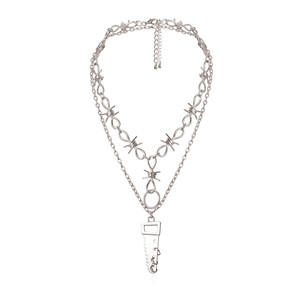 Collana Choker con Filo Spinato Stile Hip Hop Punk, Collana Gotica con Ciondolo Argento Massiccio per Gioielli da Donna - Product Image 1
