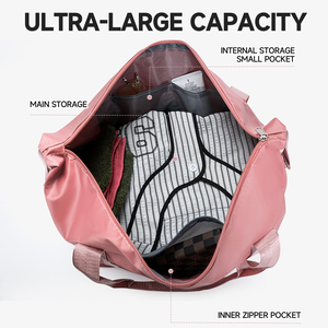 กระเป๋าเดินทางขนาดใหญ่พร้อมช่องใส่รถเข็นแบบถอดได้ แยกส่วนเปียกและแห้ง เหมาะสำหรับอุปกรณ์ออกกำลังกายและการเดินทาง - Product Image 4