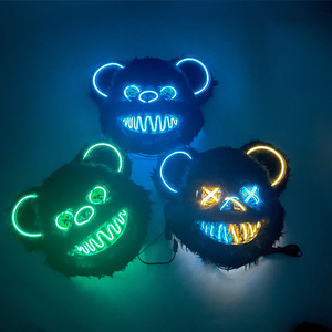 Luckykoo Spot Wholesale Plush Rabbit Party Mask Cold Light Horror Halloween Led Mask Masquerade Bloody Bear Halloween Mask 2024 - Product Image 5