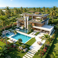 Villa modulaire à plusieurs étages en structure acier avec piscine, villa résidentielle préfabriquée moderne