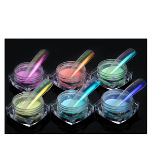 Ensemble de 6 couleurs, poudre liquide magique sirène pour nail art, illusion de miroir, glace transparente, aurore rose nude, <span class=keywords><strong>rouge</strong></span> net, certifié halal - Product Image 3