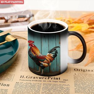 Custom Logo Blank Mug Frosted Black 11oz <b>Ceramic</b> Heat Sensitive <b>Cup</b> - Product Image 5