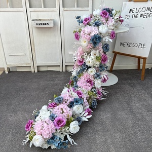 Fleurs artificielles de luxe en gros pour décoration de mariage, arrangement floral en soie pour toile de fond, rangée de fleurs artificielles en soie pour mur - Product Image 2