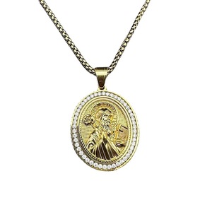 Collar con Colgante de Figura Religiosa Hip Hop, Geométrico, de Acero Inoxidable, Chapado en Oro, con Circonitas, para Hombre y Mujer, Regalo, Marca Yunnique - Product Image 5