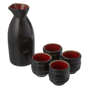 Juego de barware japonés barato Juego de sake de cerámica negro mate liso y botella de sake bienvenida personalizada - Product Image 2