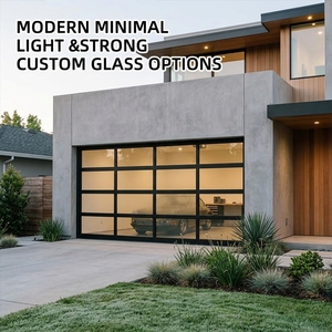 ประตูโรงรถอลูมิเนียมกระจกแบบเต็มบาน ดีไซน์ทันสมัย ขนาด 8x8 ฟุต ป้องกันความร้อน ทนทานต่อการใช้งาน  สำหรับบ้านส่วนตัว จากโรงงานโดยตรง - Product Image 1