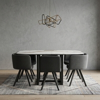 Ensemble de table à manger en bois moderne de luxe avec 7 chaises pliantes, matériau MDF écologique pour la maison et la restauration