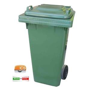 Contenedor de Basura Cuadrado Verde de 120 Litros con Ruedas - Product Image 1
